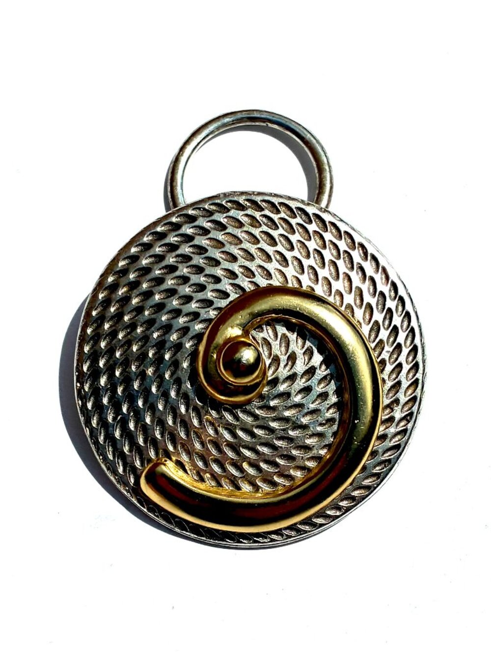 VTG Mid-Century Modern Two-Tone Spiral Belt Buckle, Gold/Silver
